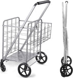 Shopping Cart with Wheels, Metal Grocery Cart with Wheels, Shopping Carts For Groceries
