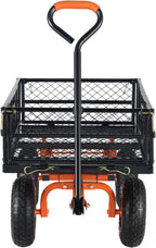Garden Dump Cart, Heavy Duty Garden Wagon Yard Dump Wagon with Removable Sides, Convert to Flatbed, Utility Liner, 10in All Terrain Wheels