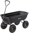 Heavy Duty Poly Utility Dump Wagon Garden Cart w/Pneumatic Tires, 6 Cu Ft - 1200 lb Capacity Outdoor Wheelbarrow for Yard, Landscaping & Gardening, Lawn Tractor or ATV Towable-Gorilla Carts