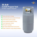 Steel Forklift Propane Tank Cylinder with Built-in Gauge, Gray.
