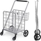 Shopping Cart with Wheels, Metal Grocery Cart with Wheels, Shopping Carts For Groceries