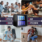 Beverage Refrigerator Cooler - 126 Can Mini Fridge with Glass Door for Soda Beer or Wine, Beverage Cooler for Home, Office, Bar with Adjustable Removable Shelves, Silver
