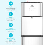 Limited Edition Self Cleaning Water Cooler Water Dispenser - 3 Temperature Settings - Hot, Cold & Room Water, Durable Stainless Steel Construction, Bottom Loading .