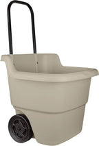 15.5 Gallon Multi-Purpose Rolling Cart with Wheels, Durable Plastic, Brown/Taupe