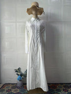 Retro Elegant Long-Sleeve Shirt Dress Long Dress