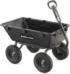 Heavy Duty Poly Utility Dump Wagon Garden Cart w/Pneumatic Tires, 6 Cu Ft - 1200 lb Capacity Outdoor Wheelbarrow for Yard, Landscaping & Gardening, Lawn Tractor or ATV Towable-Gorilla Carts
