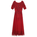 Embroidered Beaded Long Dress Dress