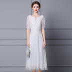 Embroidered Beaded Long Dress Dress