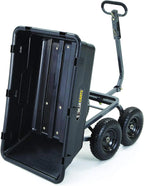 Heavy Duty Poly Utility Dump Wagon Garden Cart w/Pneumatic Tires, 6 Cu Ft - 1200 lb Capacity Outdoor Wheelbarrow for Yard, Landscaping & Gardening, Lawn Tractor or ATV Towable-Gorilla Carts