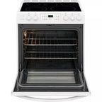 30 in. 5.0 cu. ft. Single Oven White with NVS Black Glass