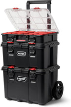 Modular Tools Organizer for Garage Storage and DIY, 3 Piece Resin Rolling Tool Box System for Small Parts