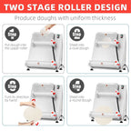 Commercial Pizza Dough Roller Sheeter, Max 16, Automatic 370W Electric Pizza Dough Roller, Stainless Steel, Suitable for Noodle, Pizza Bread and Pasta Maker Equipment