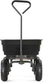 Heavy Duty Poly Utility Dump Wagon Garden Cart w/Pneumatic Tires, 6 Cu Ft - 1200 lb Capacity Outdoor Wheelbarrow for Yard, Landscaping & Gardening, Lawn Tractor or ATV Towable-Gorilla Carts