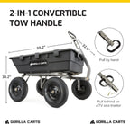 Heavy Duty Poly Utility Dump Wagon Garden Cart w/Pneumatic Tires, 6 Cu Ft - 1200 lb Capacity Outdoor Wheelbarrow for Yard, Landscaping & Gardening, Lawn Tractor or ATV Towable-Gorilla Carts