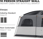 Straight Wall Cabin Tents | 10 Person / 11 Person / 12 Person Large Multi Room Family Tents for Car Camping & Outdoor Adventures