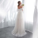 White Off Shoulder Elegant Prom Dress