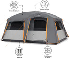 Straight Wall Cabin Tents | 10 Person / 11 Person / 12 Person Large Multi Room Family Tents for Car Camping & Outdoor Adventures