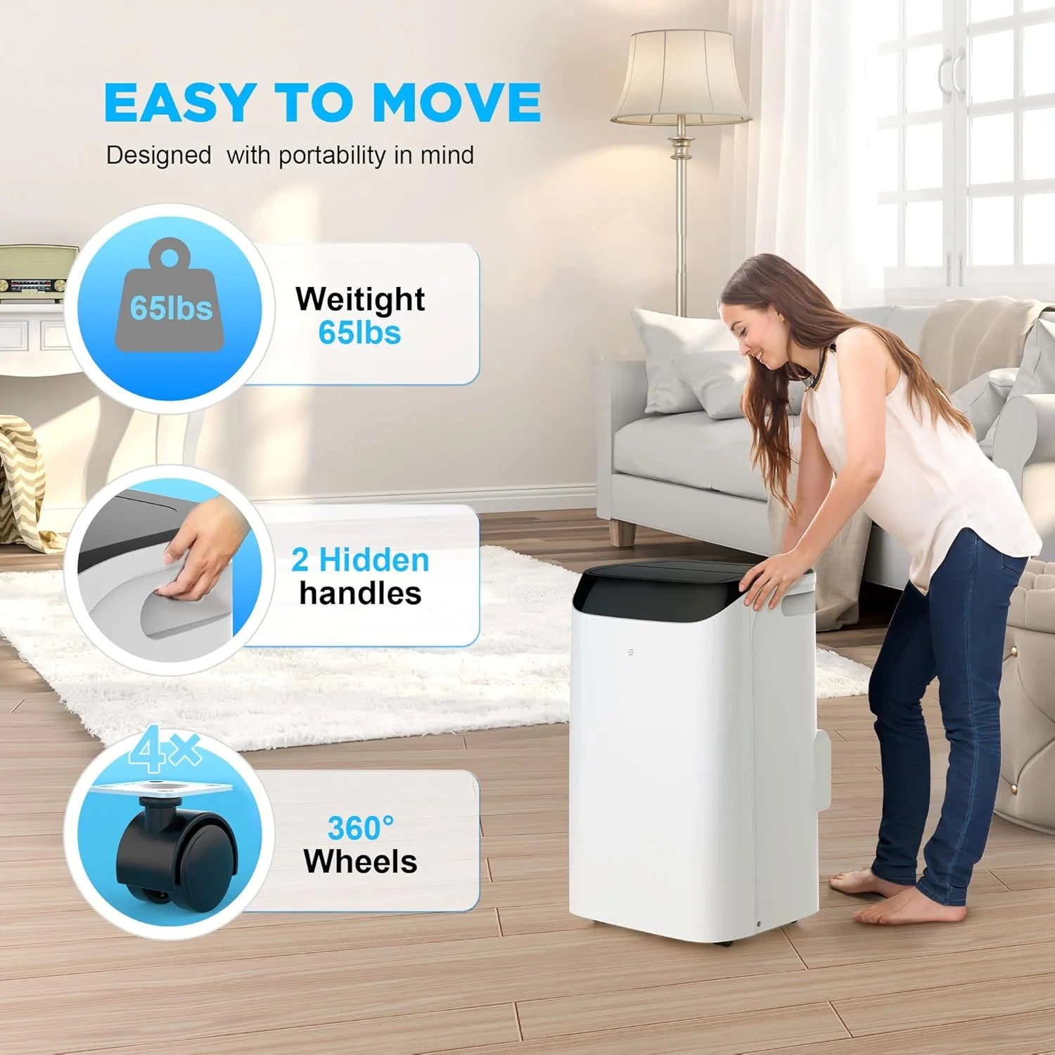 14000 BTU Portable Air Conditioners with Remote Control, 3-in-1 Free Standing Cooling AC Unit with Fan & Dehumidifier, Cools Room up to 700 sq.ft, Smart/Sleep Mode,3 Speed,Auto Swing,24H Timer