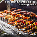 Upgraded 4 Burner BBQ Propane Gas Grill with Cast Iron Grates & Side Stove, 44,000 BTU Stainless Steel Burner Barbecue Grill for Patio, Camping, Outdoor Cooking.