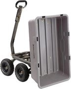 Heavy Duty Poly Utility Dump Wagon Garden Cart w/Pneumatic Tires, 6 Cu Ft - 1200 lb Capacity Outdoor Wheelbarrow for Yard, Landscaping & Gardening, Lawn Tractor or ATV Towable-Gorilla Carts